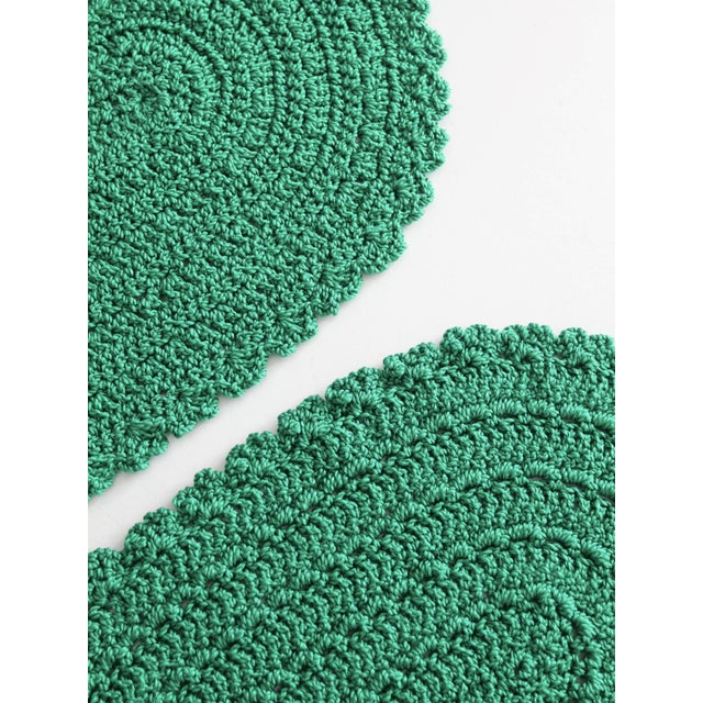 Vintage Crotchet Green Oval Placemats - Set of 2 For Sale - Image 6 of 9