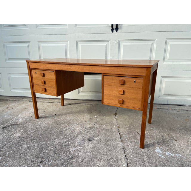 1960s Mid-Century Danish Teak Writing Desk by Domino Mobler For Sale - Image 4 of 13
