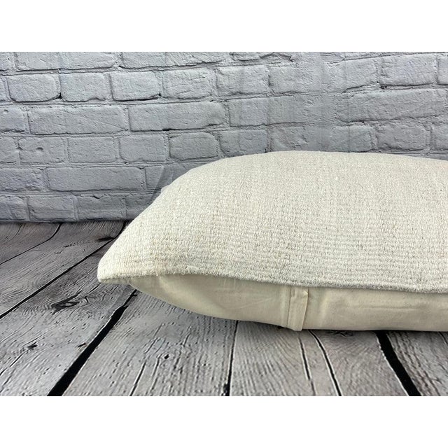 16 x 24 Hemp Pillow Turkish Cushion Natural White Pillow Cushion Cover For Sale - Image 4 of 4
