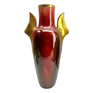 Art Nouveau Majolica Glazed Vase with Handles from Massier, 1890s For Sale