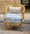 Baroque Baroque Style Sky Blue Damask Armchair – Gold Leaf Accent Chair With Pillow For Sale - Image 3 of 5