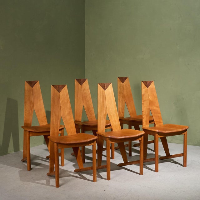 Mid-Century Modern Dining Chairs by Søren Nissen and Ebbe Gehl for Seltz, France, 1980s, Set of 6 For Sale - Image 3 of 12