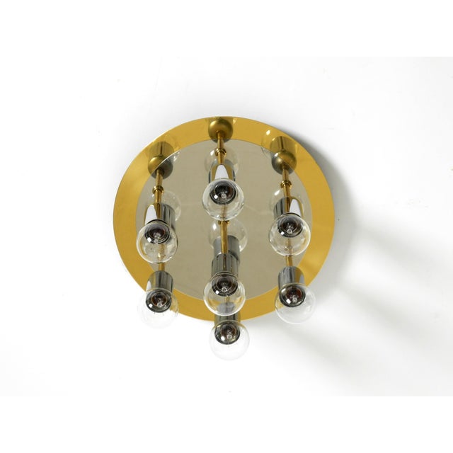 Postmodern Ceiling Lamp in Brass and Chrome from H. Schmidt Leuchtenfabrik, 1980s For Sale - Image 4 of 14