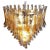 Pair Italian vintage Murano chandeliers made by 75 glass petals transparent with an amber spot inside, nickel metal...