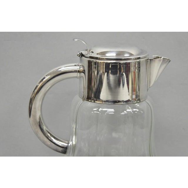 Victorian Antique Victorian German Silver Plated Crystal Glass Lemonade Water Pitcher For Sale - Image 3 of 13