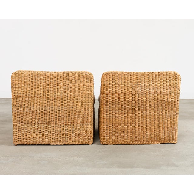 Pair of Ralph Lauren Wicker Lounge Chairs and Ottoman For Sale - Image 9 of 18