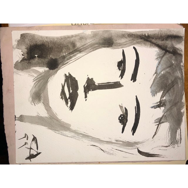 1990s 1990s Face of Boy, Ink on Paper by Auker For Sale - Image 5 of 6