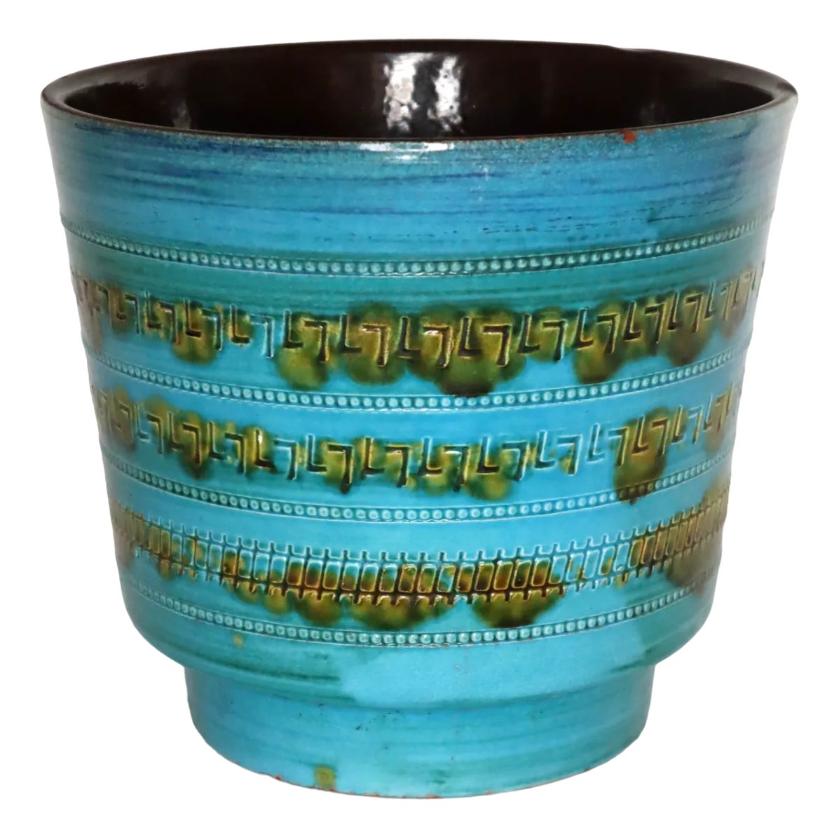 Large Blue Turquoise Flower Pot attributed to Aldo Londi for Bitossi ...