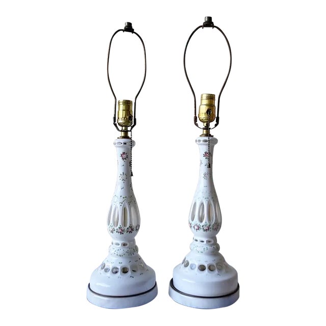 Vintage Sculpted Porcelain Table Lamps For Sale