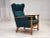 Danish Highback Armchair in Turkis-Green Wool and Oak Wood, 1970s For Sale - Image 18 of 18