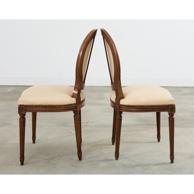 Set of Four French Louis XVI Style Oak Dining Chairs For Sale In Sacramento - Image 6 of 12