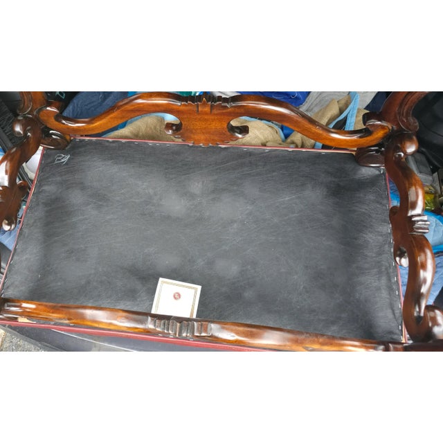 Whittemore-Cherrill Mahogany Brass Nail Trims & Maroon Leather Upholstered Bench Ottoman For Sale - Image 9 of 9