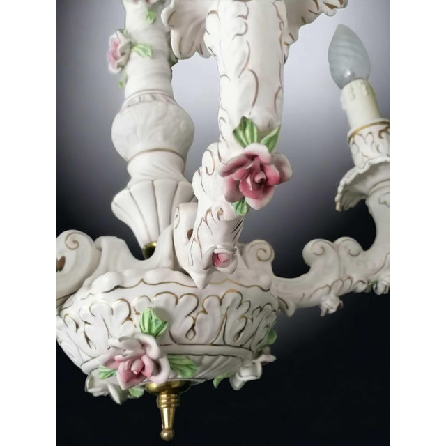 Ceramic Chandelier with 5 Lights from Capodimonte, 1950s, in Flawless conditions. Designed 1950 to 1959 This piece is...