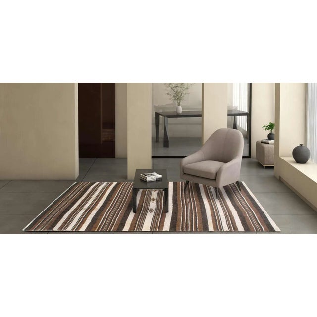 1940s Multi Color Flat Weave Vintage Moroccon 4'5'' X 7'1'' For Sale - Image 5 of 5