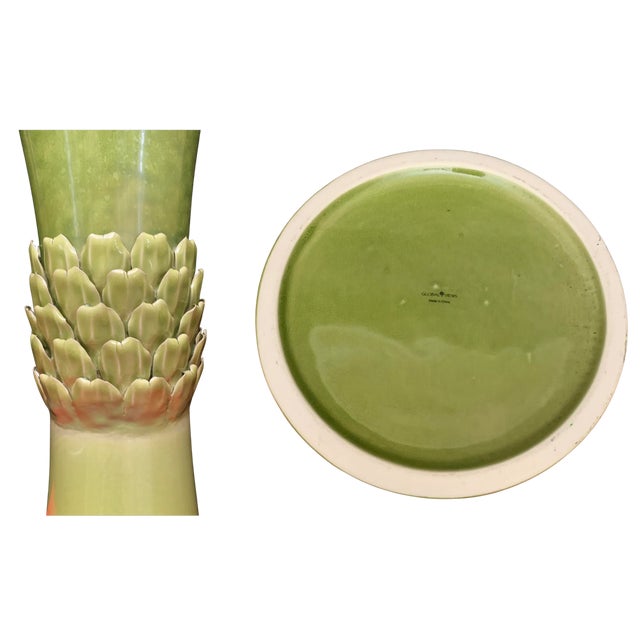 Asparagus Green Ceramic Floor Vase For Sale - Image 10 of 12