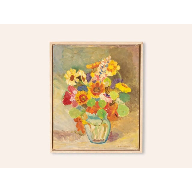R. Anderberg, Colorful Bouquet of Flowers, 1938, Acrylic on Plate, Framed For Sale - Image 10 of 10