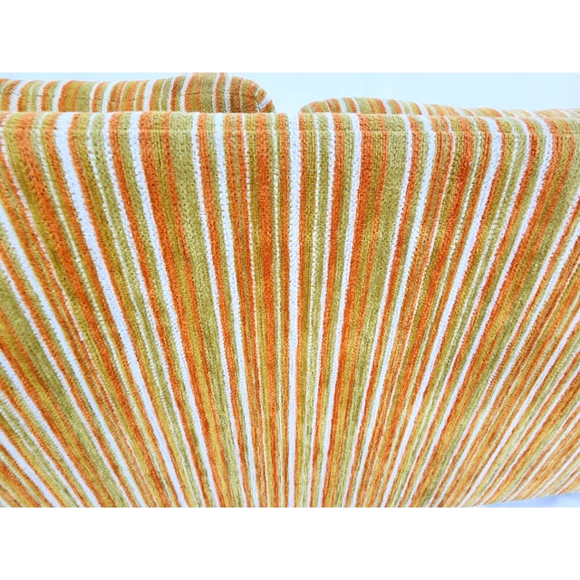 Textile 1970s Mid Century Vintage Original Soft Striped Tuxedo Couch, Marge Carson Style For Sale - Image 7 of 12
