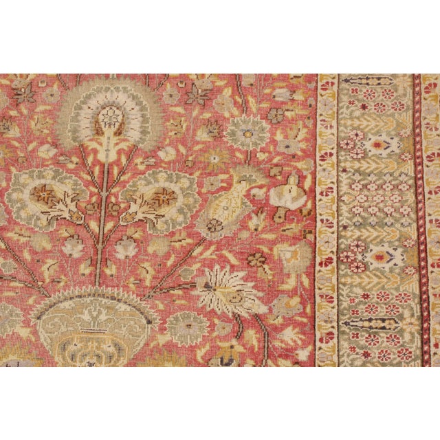 Antique Gordes Tea Green and Pink Wool Rug With Tree of Life Motifs For Sale In New York - Image 6 of 7