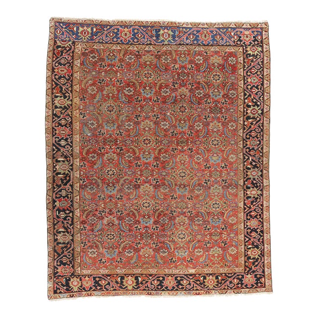Antique Persian Heriz Rug - 08'00 X 09'09 For Sale