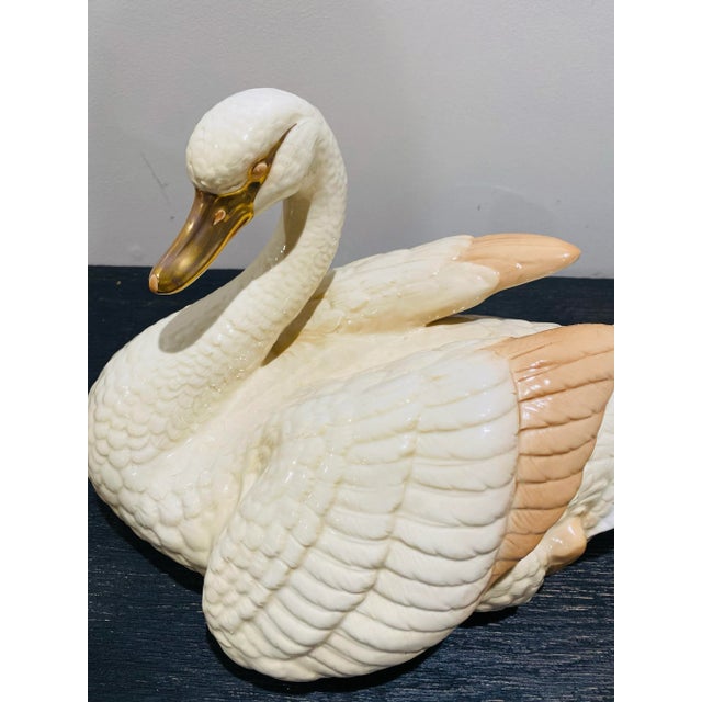 Italian Porcelain Swan Sculpture, Signed & Number For Sale In Miami - Image 6 of 12
