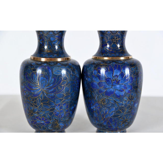 Small Japanese Cloisonne Enamel Copper Flower Posy Vases Art Deco 1940s by Unknown for Unknown, Set of 2 For Sale - Image 4 of 14
