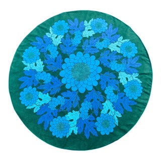 Vintage Mid-Century Modern Almedahls Round Tablecloth For Sale