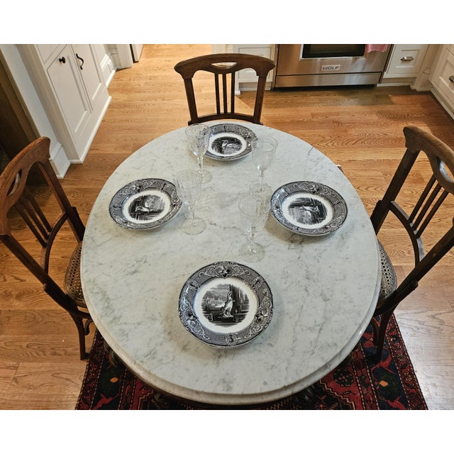 This is a set of 4 J CLemenstone Ironstone Plates in the "Sydenham" Pattern produced in Staffordshire, England during the...