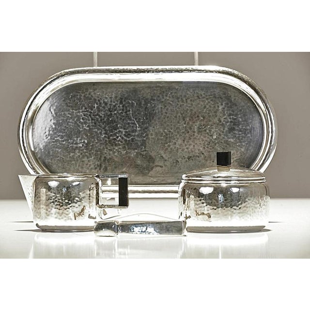 Art Deco Sugar and Cream Set in Silver, Germany, 1930s, Set of 3 For Sale - Image 4 of 7