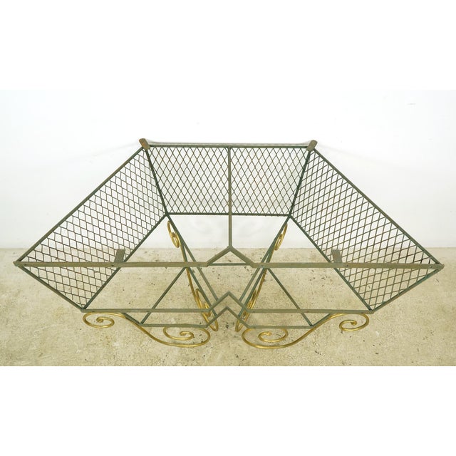 1940s French Green & Gold Wrought Iron Console Base For Sale - Image 9 of 11