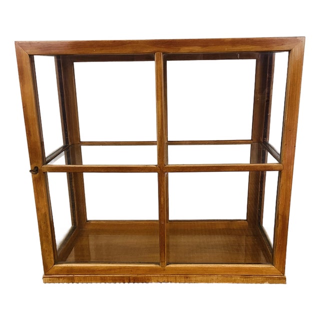 Vintage 1940s Wood & Glass Table Top Display Case Cabinet / Shelf For Sale