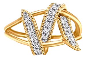 14K Yellow Gold Plated .925 Sterling Silver 1/4 Cttw Diamond Interlocking Bypass Ring (I-J Color, I1-I2 Clarity) - Size 8