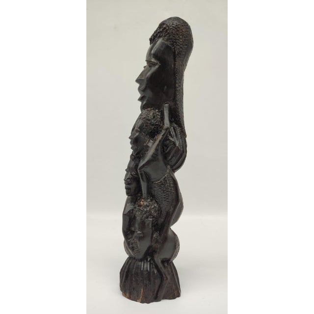Mid-Century Modern Modernist Hand-Carved Ujamaa Sculpture in Ebony Makonde, 20th Century For Sale - Image 3 of 13