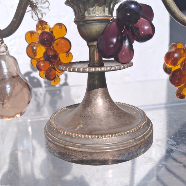19th Century French Louis XV Bronze With Crystal Fruit Table Lamp/ Girandole/ Candelabra For Sale - Image 10 of 18