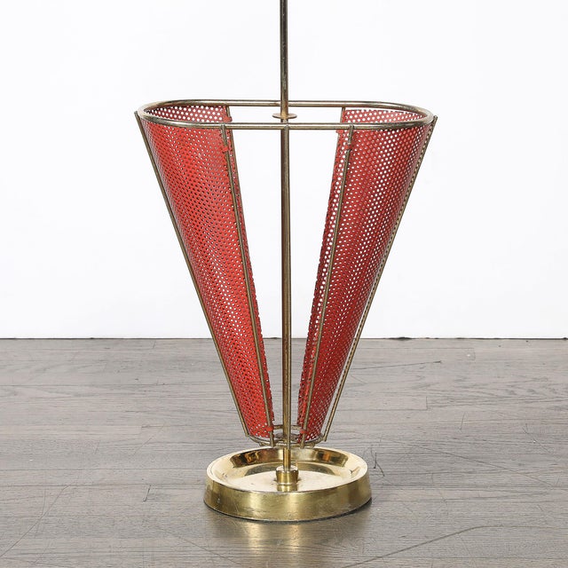 This Mid-Century Modernist umbrella stand, crafted in Italy circa 1950, fuses bold sculptural design with functional...