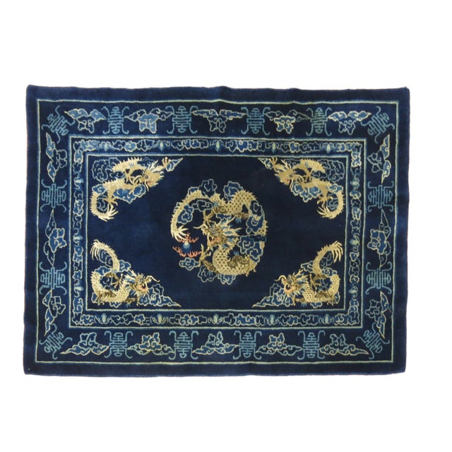 Vintage Dragon Chinese Peking Rug - 4'1" x 6'1" For Sale
