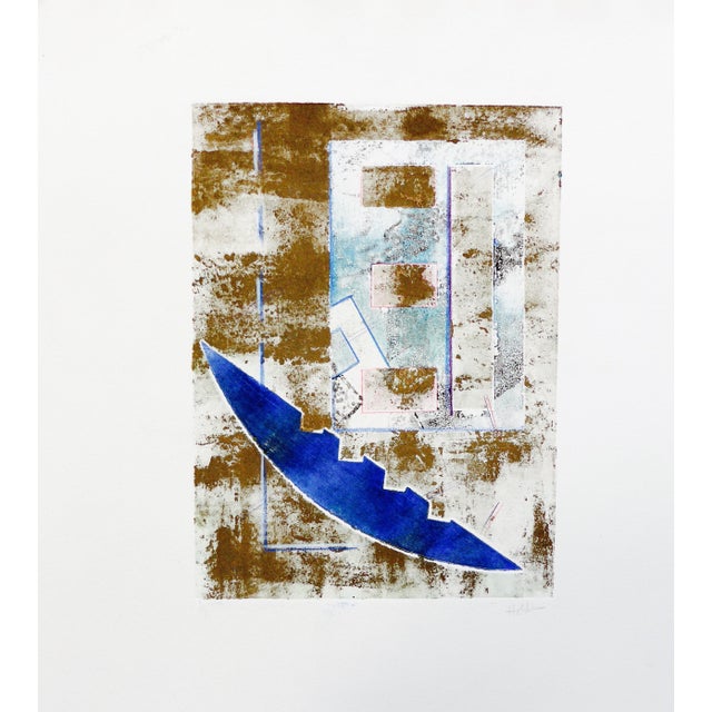 Mid-Century Modern Blue Moon Mono Print by Martha Holden For Sale - Image 3 of 5