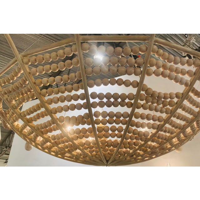 Wood Currey & Company Organic Modern Wood Bead Korg Chandelier For Sale - Image 7 of 7