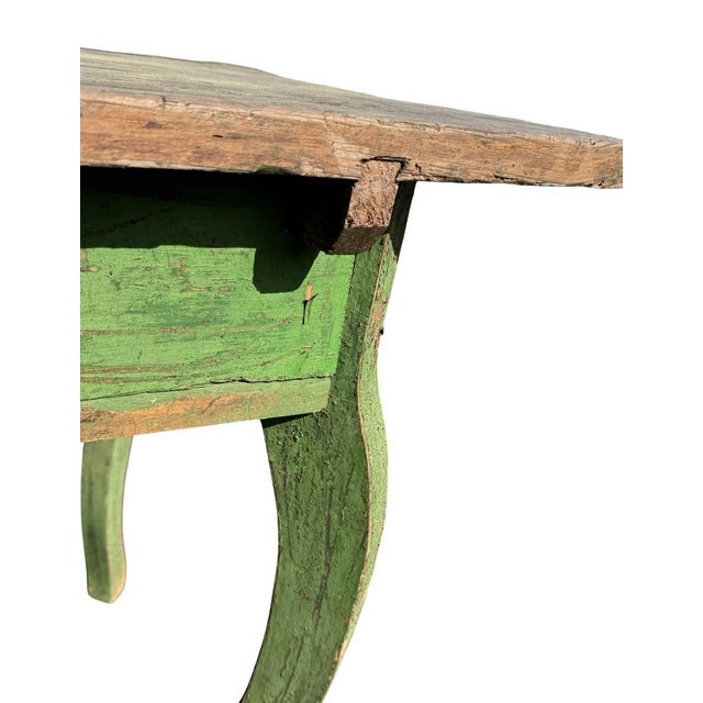 Wood Antique Rustic Green Swedish Writing Desk Console Table For Sale - Image 7 of 9