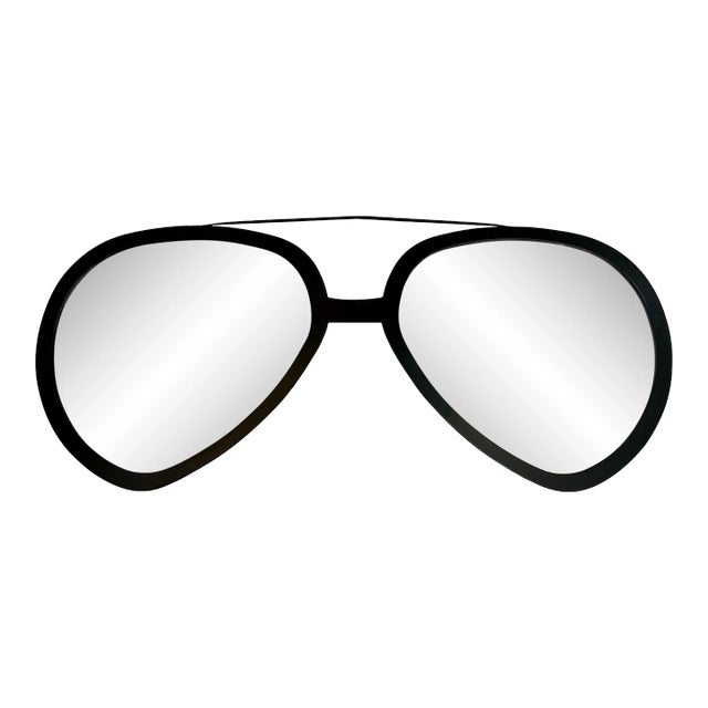 Huge Pair of Aviator Sunglasses Mirror in Black Matte Frame For Sale