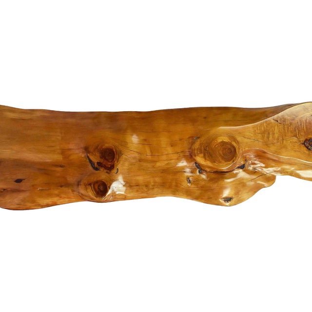 Handmade Modern Minimal Live Edge Tall Wall Hanging Solid Polished Wood Slab Sculpture Art For Sale - Image 16 of 18