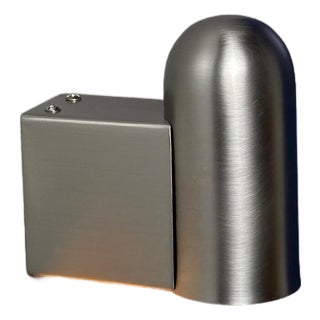 Estadio Wall Sconce – Brushed Steel Minimalist Light for Bedroom & Hallway For Sale