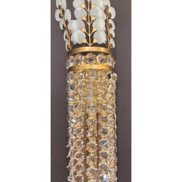 Currey & Company Currey and Company Modern Crystal and Brass Bradshaw Wall Sconces Pair For Sale - Image 4 of 6