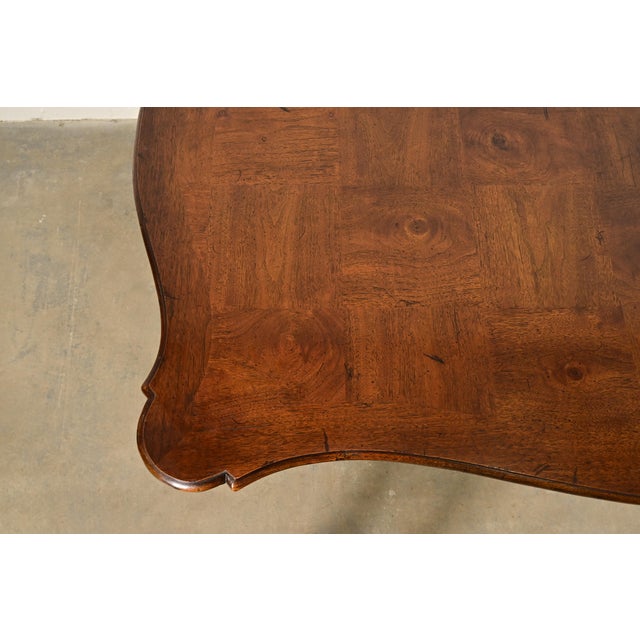 Henredon French Provincial Louis XV Carved Walnut Extension Dining Table With Parquet Top For Sale - Image 9 of 15