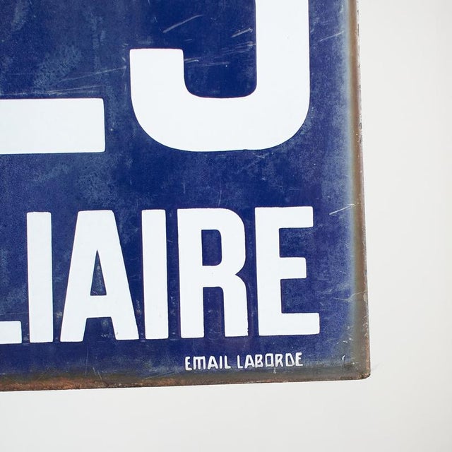 Metal Antique French Enamel Post Office Metal Sign, 1950s For Sale - Image 7 of 9