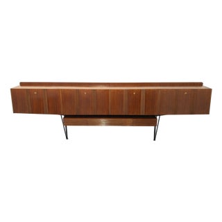 Long Mid-Century Italian Sideboard in Walnut, 1950s For Sale