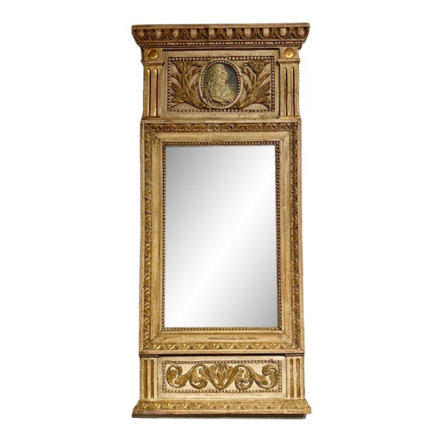 Early 19th Century Swedish Neo-Classical Carved and Parcel Gilt Mirror For Sale
