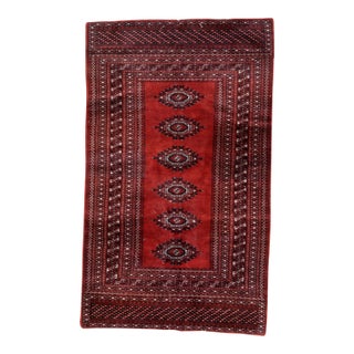 1950s, Handmade Vintage Uzbek Bukhara Rug 3' X 5.1' For Sale