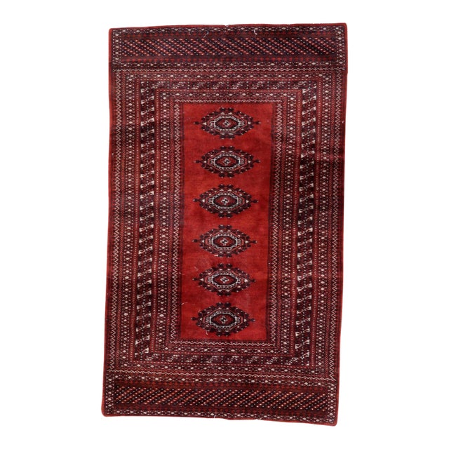 1950s, Handmade Vintage Uzbek Bukhara Rug 3' X 5.1' For Sale