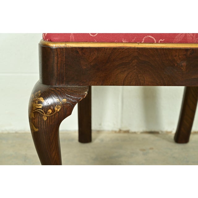 Brown Henredon Chinoiserie Queen Anne Hand Painted Oak Side Chairs or Dining Chairs, Pair For Sale - Image 8 of 14