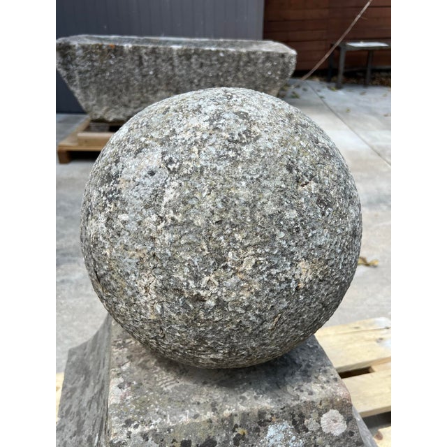 Pair of 18th Century French Carved Limestone Pillar Ball Finials For Sale - Image 14 of 18